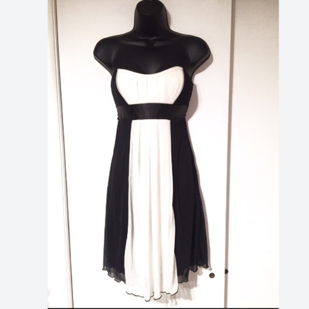 🛍Black & White Strapless Shift Dress🛍